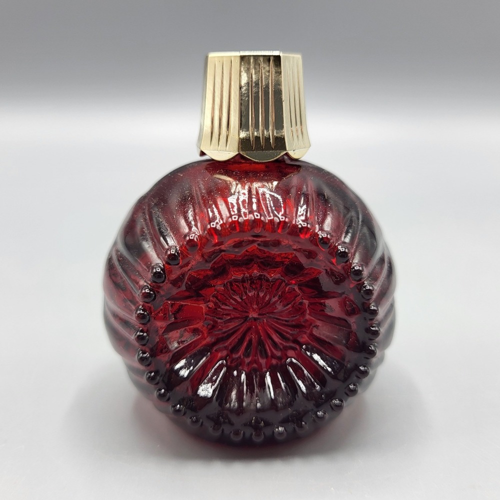 Vintage EMPTY Avon Charisma Cologne 1 fl oz Ribbed Ruby Red Glass Bottle Small